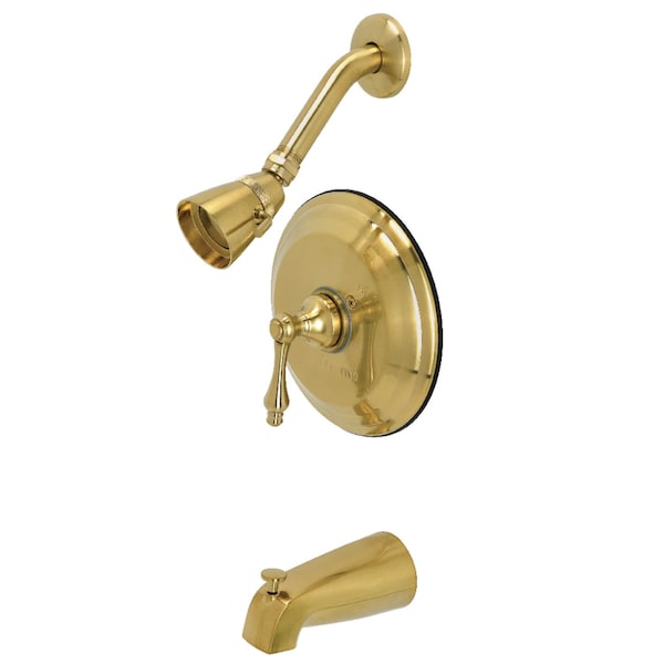 Tub and Shower Faucet, 3, Wall Mount, Brushed Brass